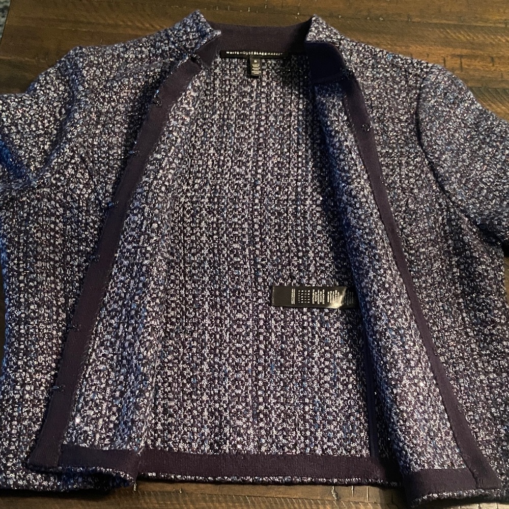 Sale! White House Black Market Stylishly Embellished Navy Tweed Blazer. Size S - Picture 14 of 16